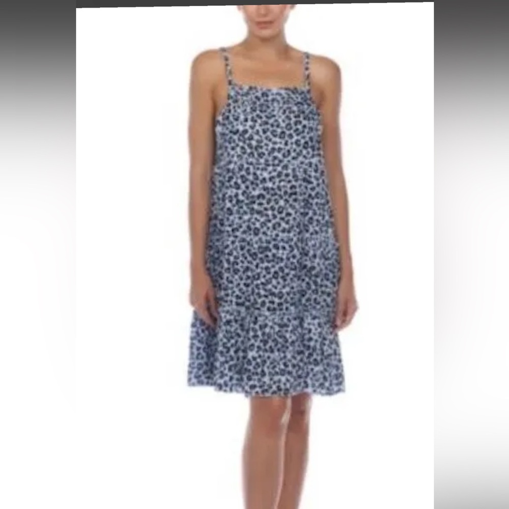 28. Raviya Cover Up Dress animal blue ruffle tier NWT 48.00